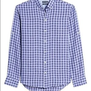 Zachary Prell Italian Linen Purple Plaid Button Down Shirt Mens XXL NWT $198